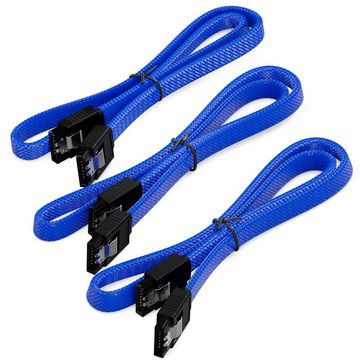 deleyCON deleyCON 3x 50cm SATA 3 Nylon Kabel HDD SSD 6Gbit/s 2 Stecker Gerade Computer-Kabel