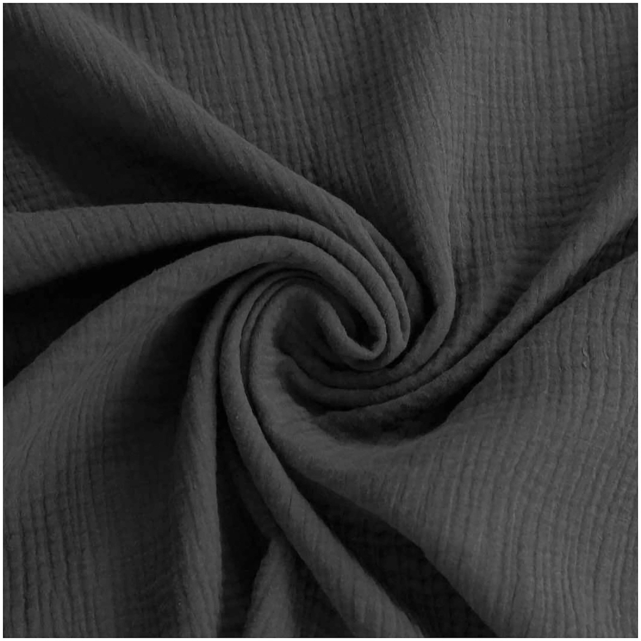 maDDma Stoff 50x130cm Musselin Stoff uni Meterware Mulltuch, anthrazit
