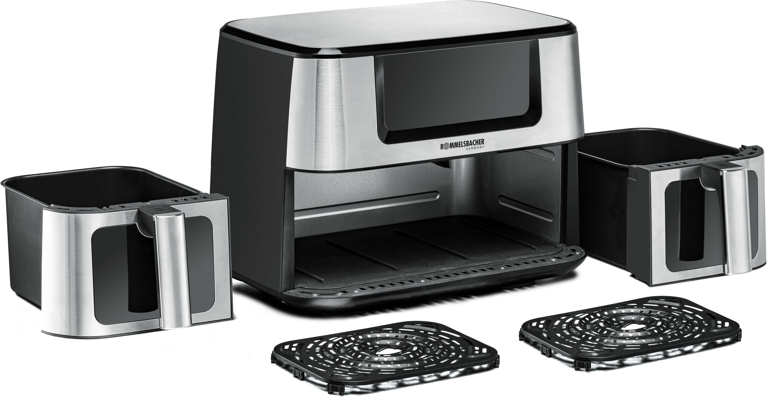 Rommelsbacher Heißluftfritteuse FRH 2650, 2700 W, 2 Körbe à 5,5 Liter Volumen - bis zu 1,2 kg Pommes