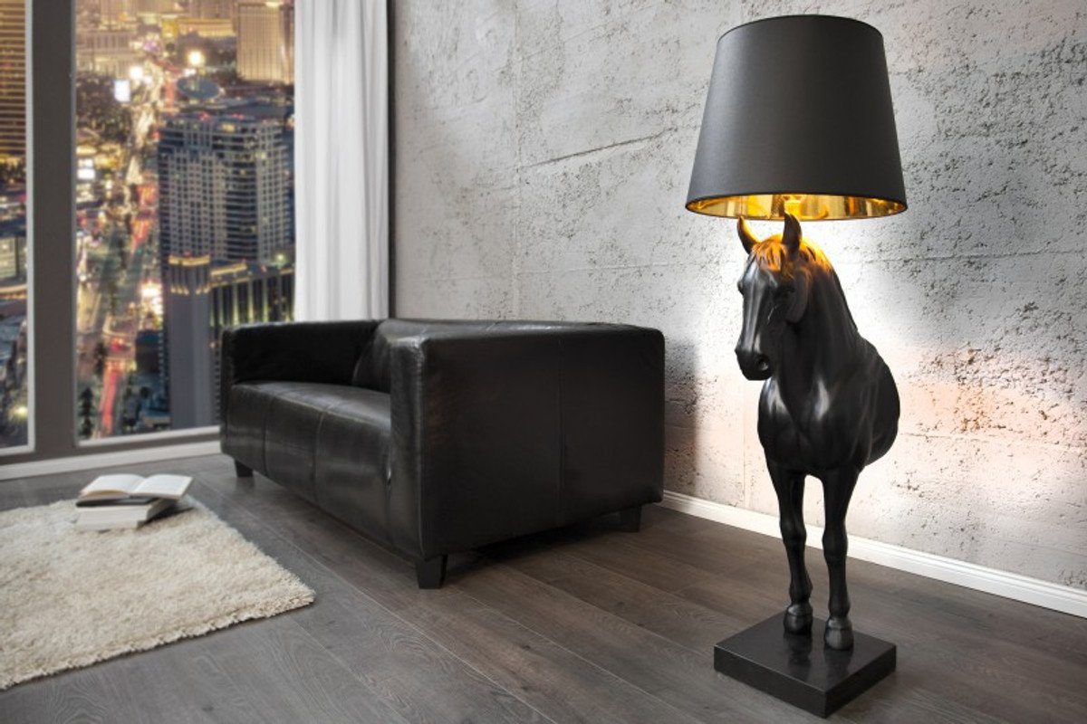 Casa Padrino Stehlampe Luxus Stehleuchte Pferd Schwarz Höhe 130 cm, Leuchte  - Luxury Collection Pferde Leuchte - Horse Lamp