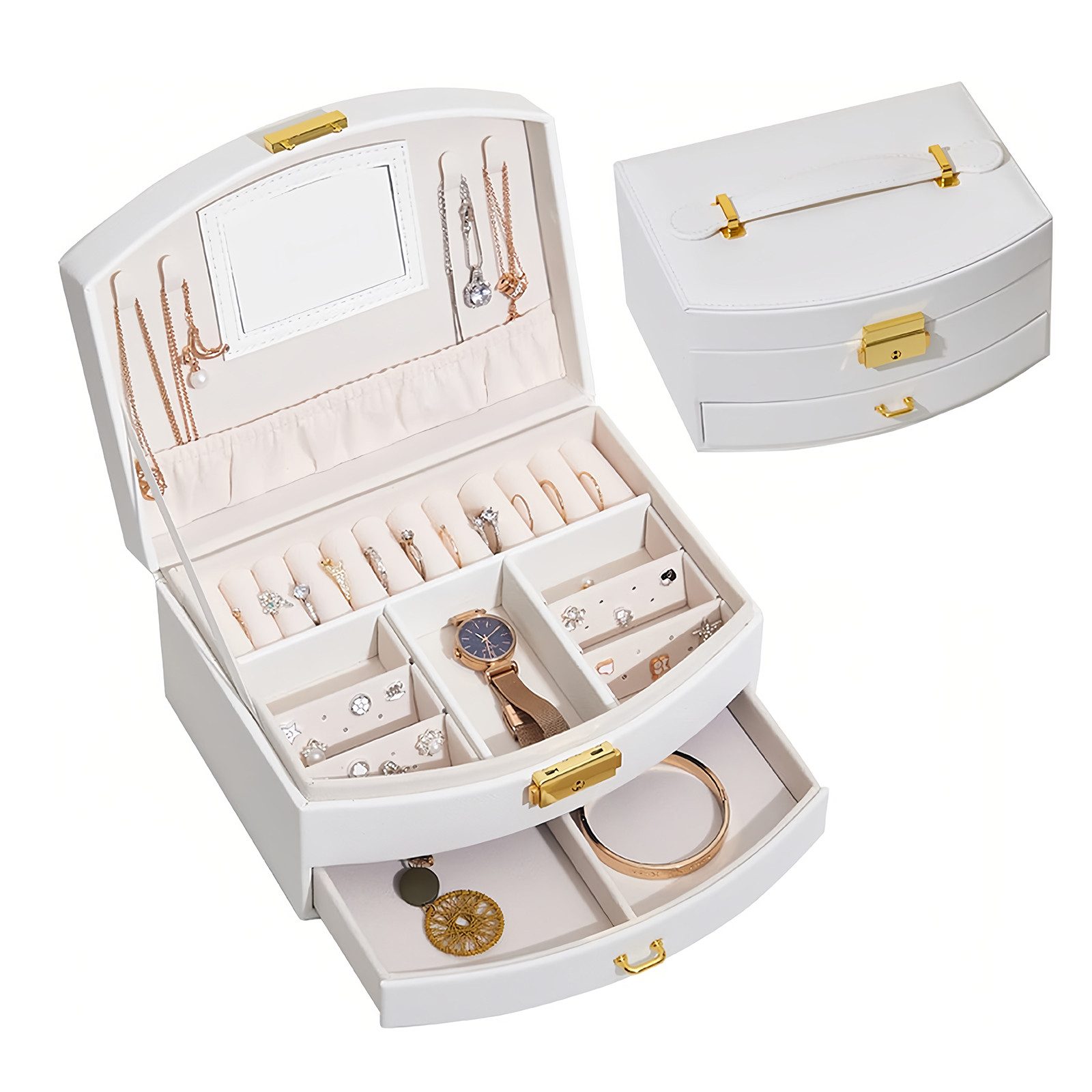 GLIESE Schmuckkasten Schmuckkasten mit Schloss Leder-Schmuckbox mit Schloss günstig online kaufen