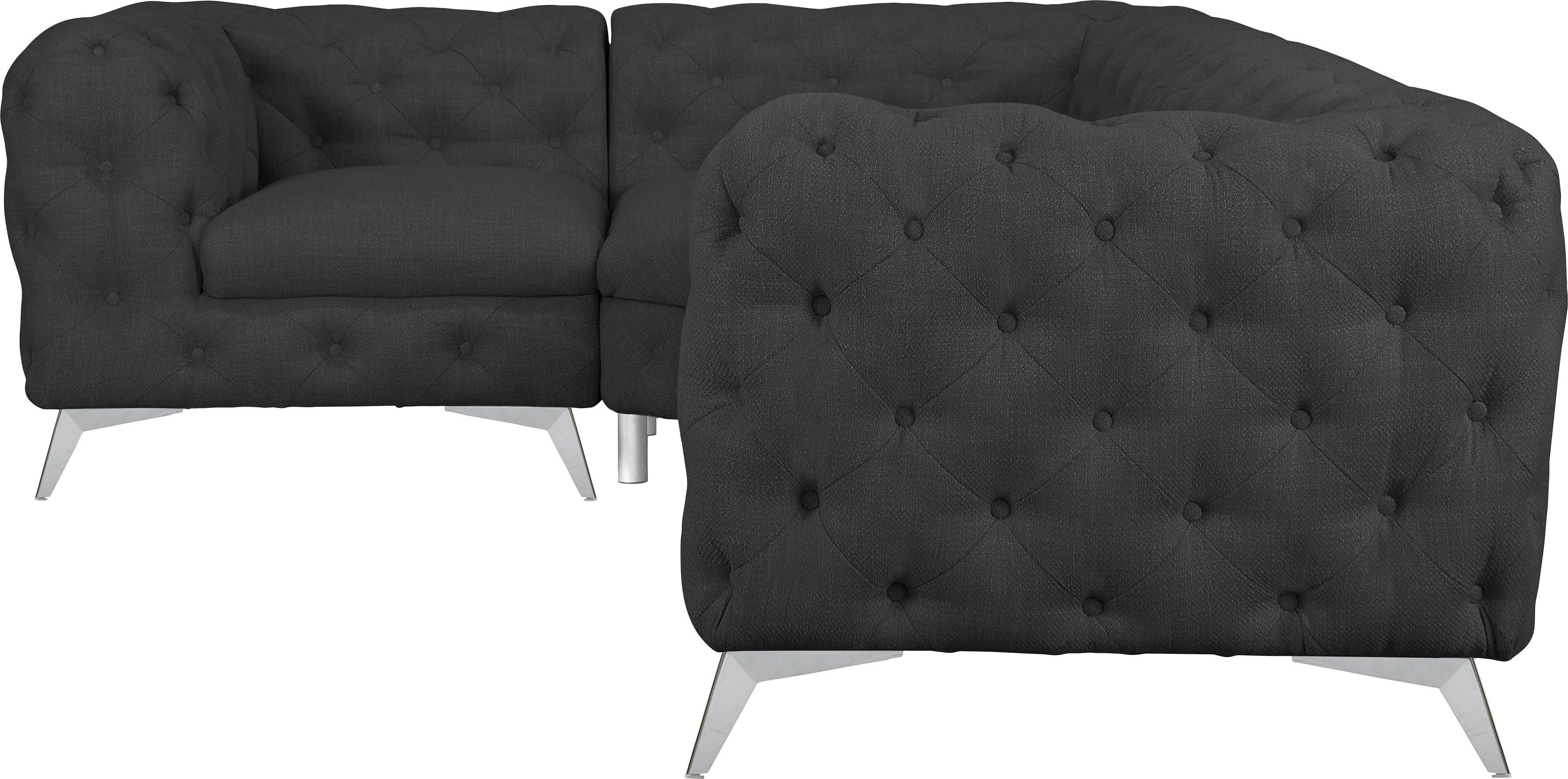 Leonique Chesterfield-Sofa "Ecksofa GLYNIS L-Form mit Wellenunterfederung, günstig online kaufen