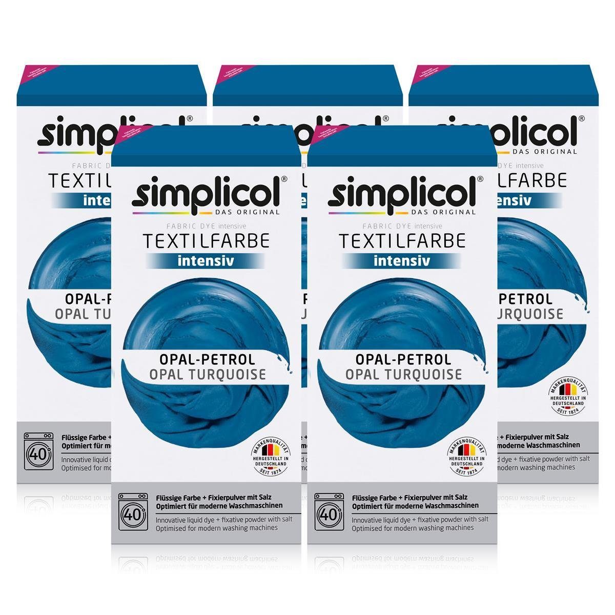 Textilfarbe Simplicol Textilfarbe intensiv Opal-Petrol - Einfaches Färben (5er Pac