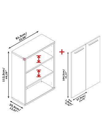 Composad Aktenschrank DAVINCI mit 2 Türen und 3 Fächern, Maße (B/T/H): ca. 81,5x35,5x112,5 cm