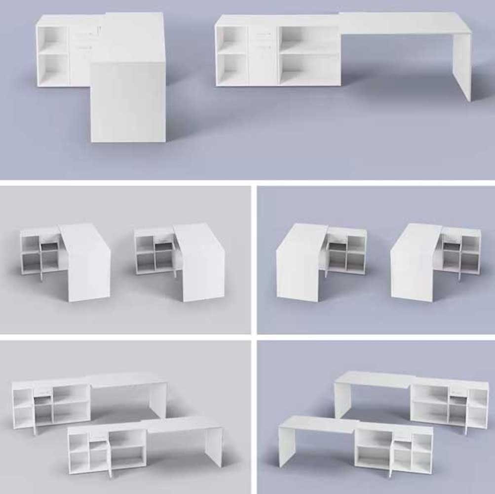 Feldmann-Wohnen beton Diego, 120x122x75cm Schreibtisch weiß /