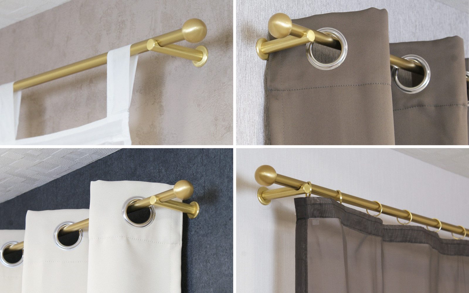 iso-design Gardinenstange 16 mm Farbe Messing Matt Endstück Kugel Wandmontage, Ø 16 mm, 1-läufig, Fixmaß, mit Bohren, 1 Schraube je Halter, Metall, Aluminiumrohr mit mehr als 1 mm Wandstärke