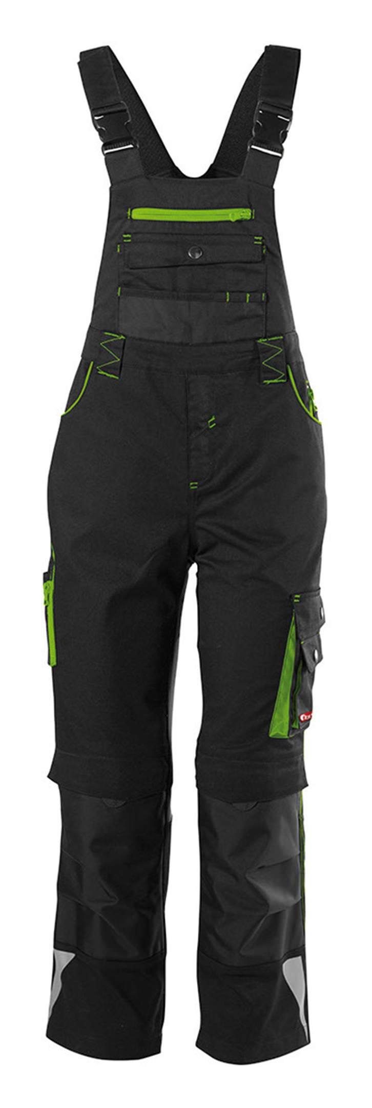 fortis Latzhose Kids 24 Black / limegreen Größe 146 - 152