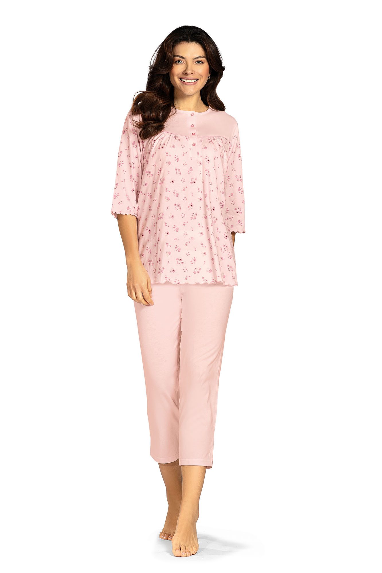 comtessa Schlafanzug Comtessa Damen Schlafanzug Halbarm 7/8 Hose in Rosa günstig online kaufen