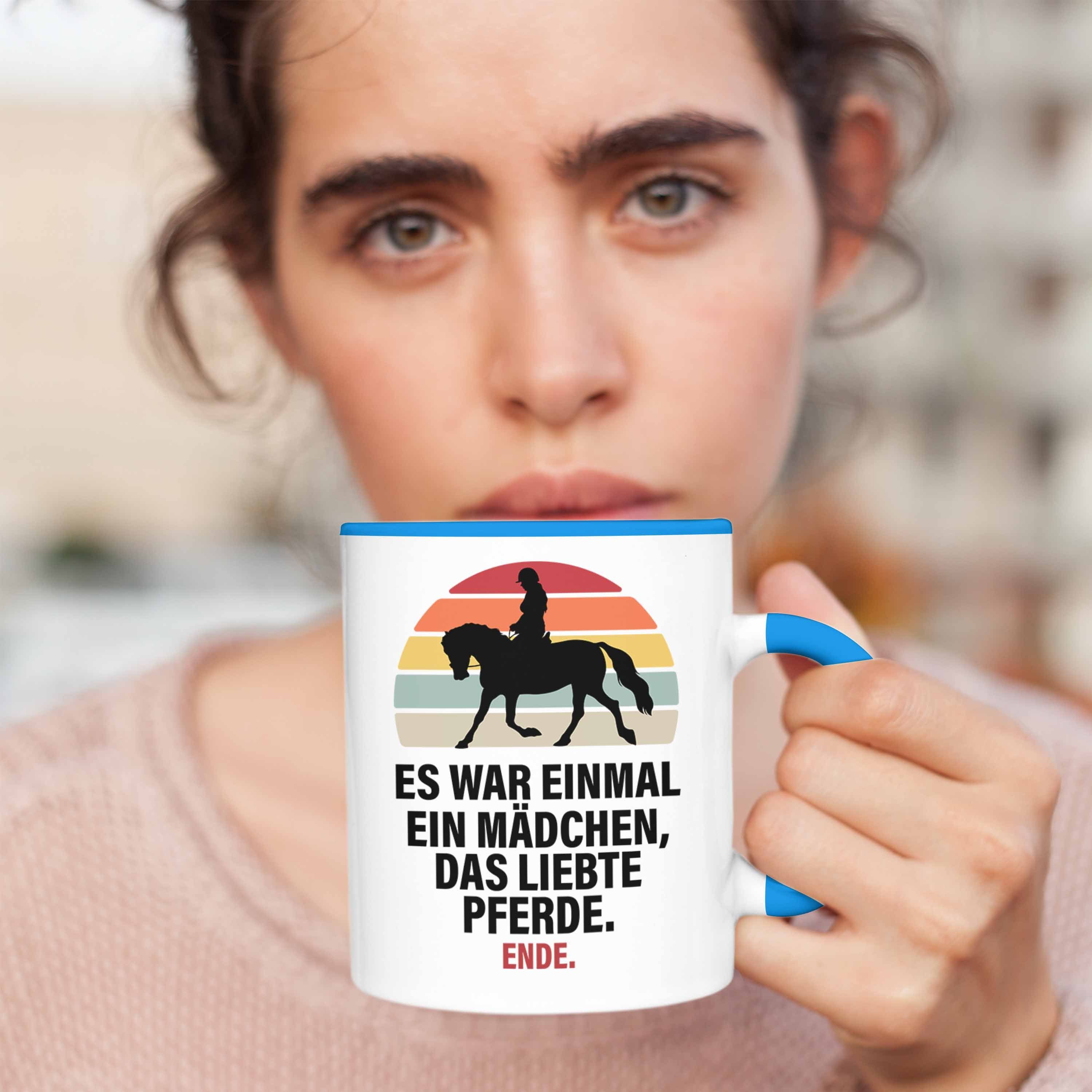 Pferde Pferdeliebhaber Tasse Trendation - Lustig Blau Geschenke Geschenk Reiterin Pferde Tasse Trendation Mädchen