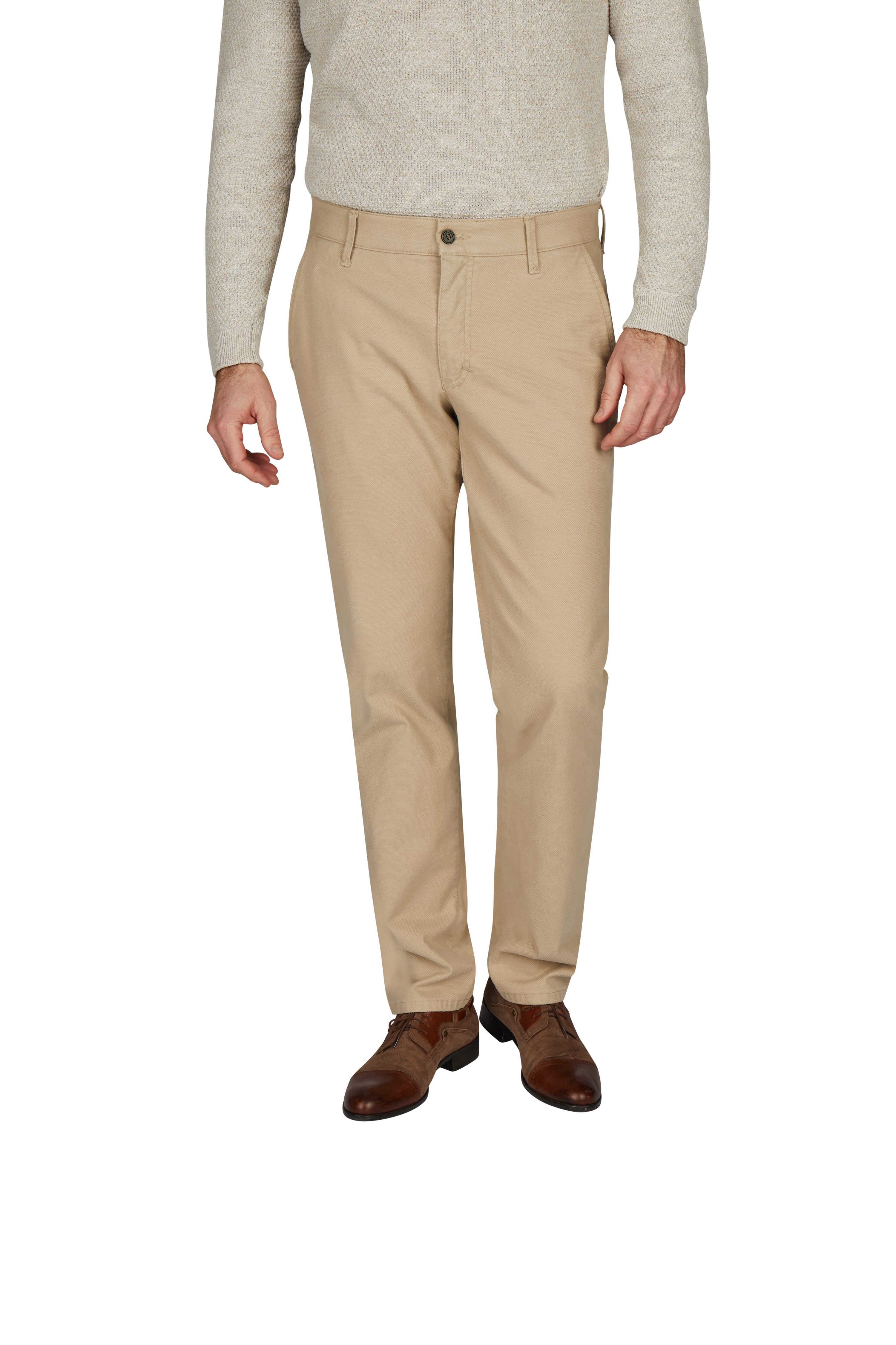 Club of Comfort Chinohose Chino/Flat Front Hose ROB 8003 - hellbeige - Herrenhose - 54 ["Passform mit mehr Weite an Gesäß und Oberschenkel bei schmalem