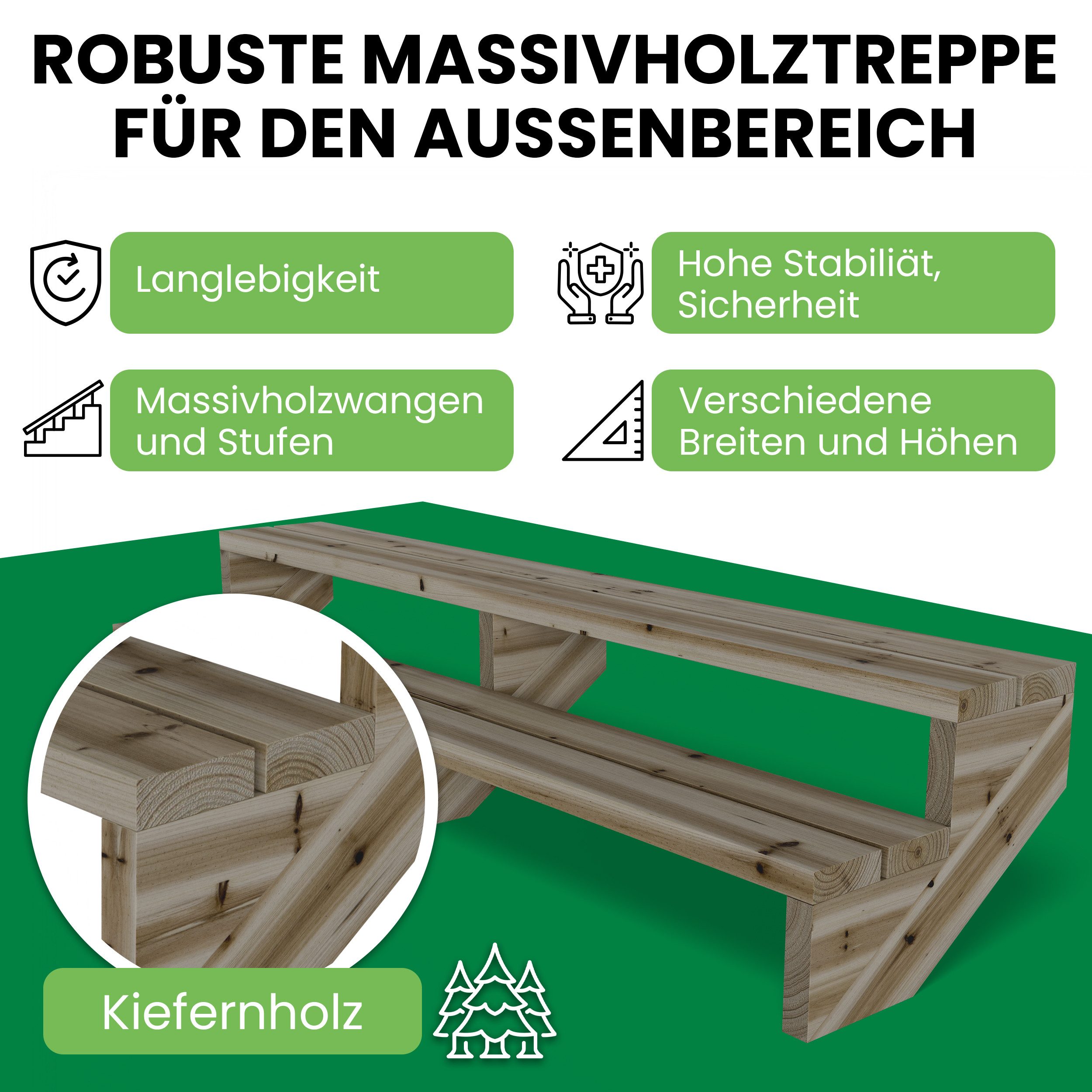 Gartenwelt Riegelsberger Außentreppe Terrassentreppe Kiefer kesseldruckimpr günstig online kaufen