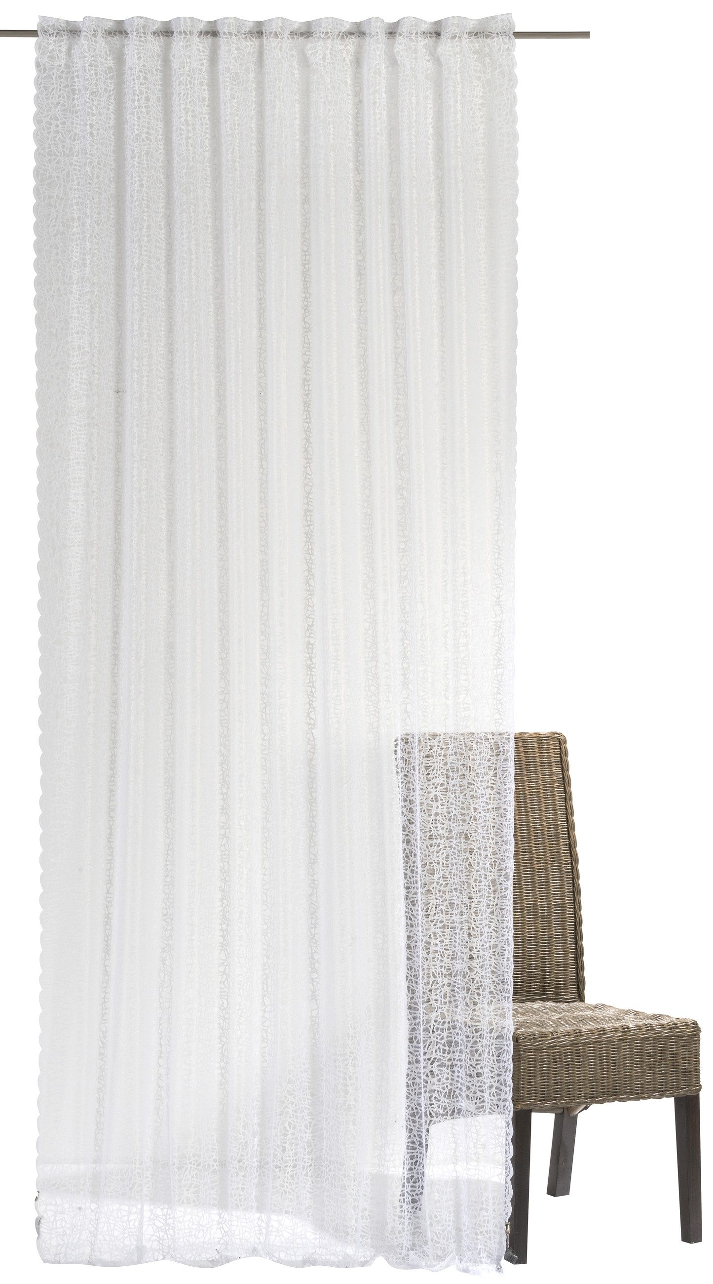ELBERSDRUCKE Vorhang Gardine mit verdeckten Schlaufen Membran weiß 255 x 140 cm (1 St), Multifunktionsband, halbtransparent, Polyester, einfarbig, modern