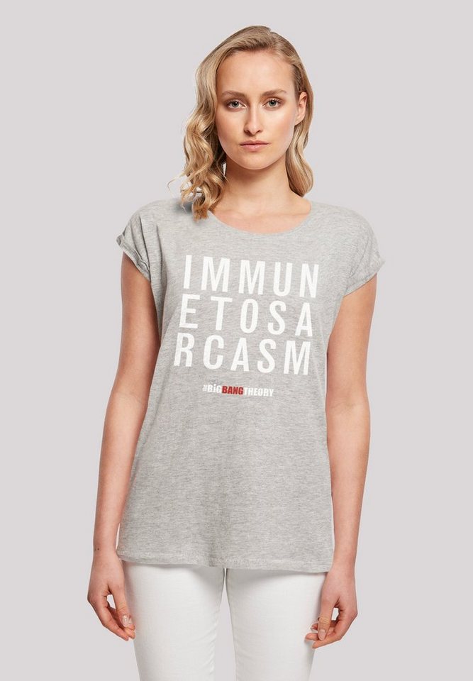 F4NT4STIC T-Shirt Extended Shoulder Shirt 'Big Bang Theory Immune To  Sarcasm' Damen,Premium Merch,Regular-Fit,Kurze Ärmel,Bedruckt