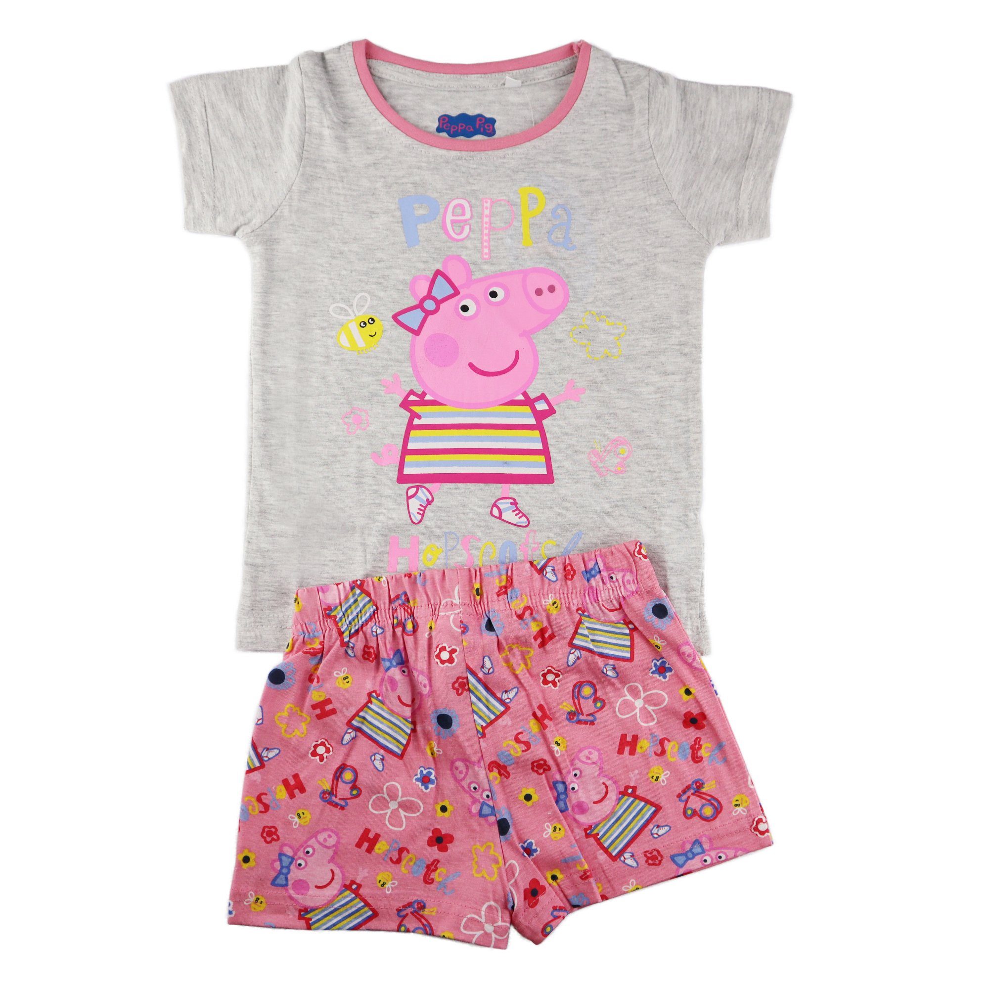 Grau 92 oder Pyjama Mädchen Kinder Peppa Weiß bis Pig Gr. Schlafanzug Peppa 116, Wutz