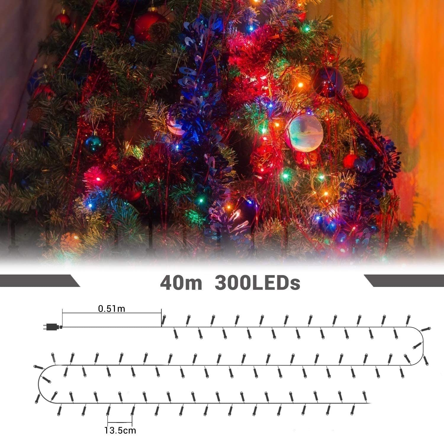 500 LEDs Kaltweiß Lichterkette Weihnachten Tannenbaum innen und außen ca.40m 