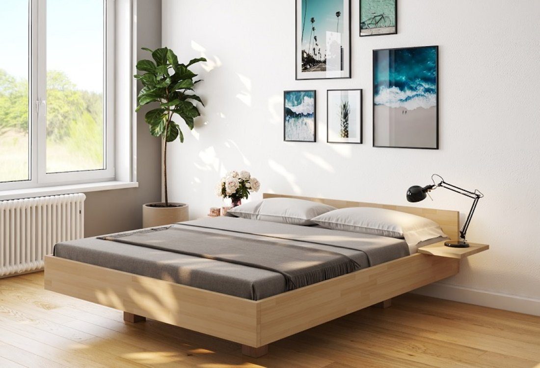 bv-vertrieb Bett Schwebebett Buche Doppelbett Holz-Bett in schwebender  Optik Bettseitenhöhe 40cm