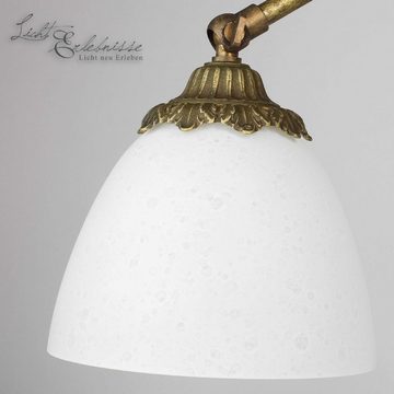 Licht-Erlebnisse Nachttischlampe BEATRICE, ohne Leuchtmittel, Schlafzimmerleuchte Messing massig Bronze Weiß H:30cm E14 Premium