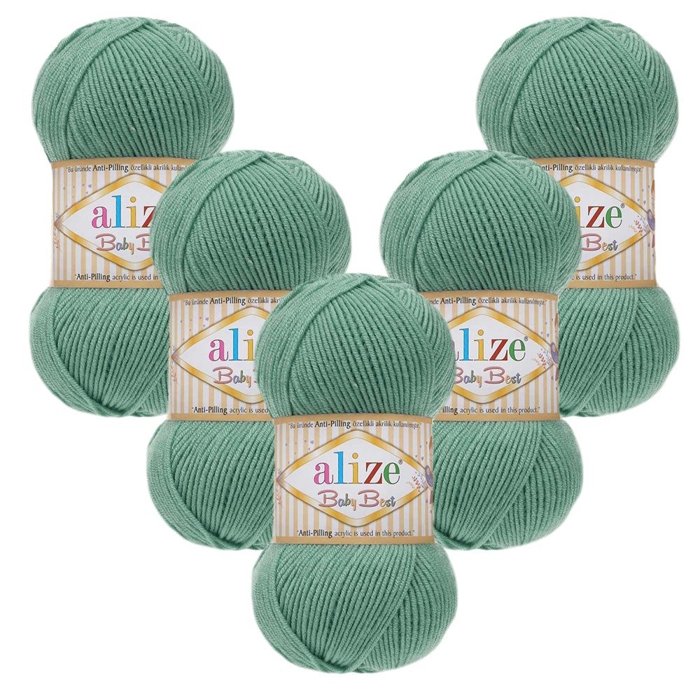 Alize 5 x ALIZE Baby Best 463 Light Aqua Häkelwolle, 240 m, Babywolle,Viskose,Anti-Pilling,Babygarn