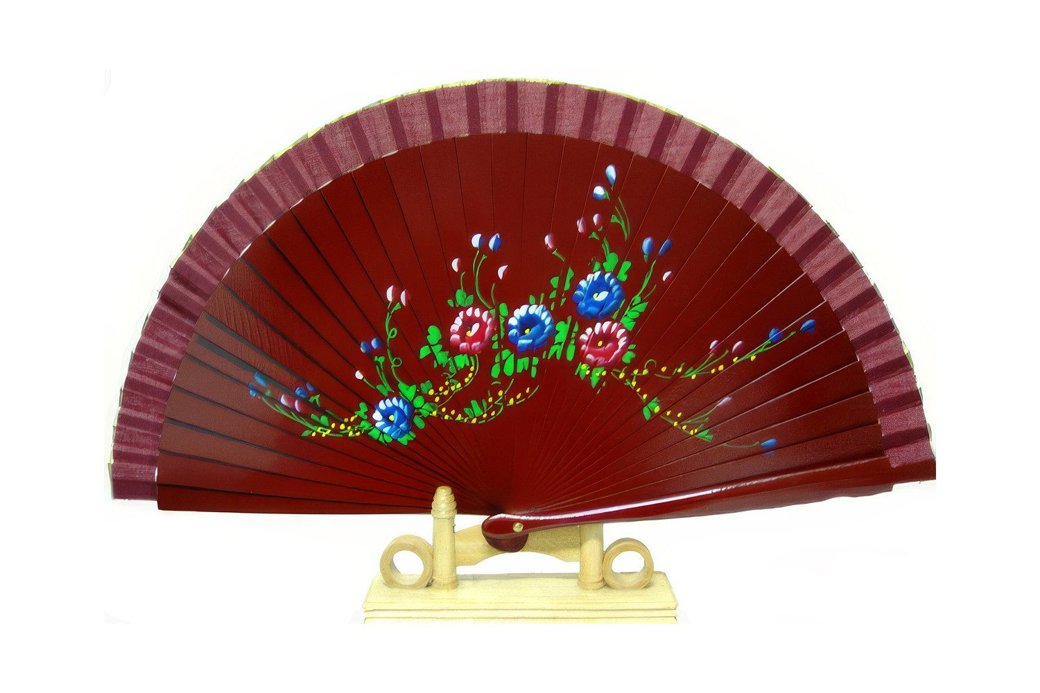 Yudu Handfächer Holzfächer Fächer Tanzfächer Handbemalt mit kunstvollen Motive