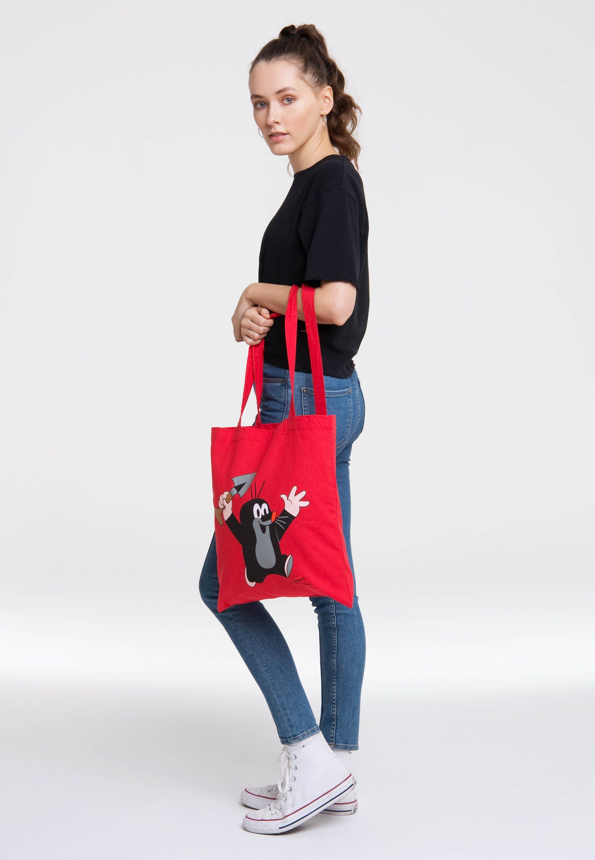 LOGOSHIRT Henkeltasche Baumwolltasche Der kleine Maulwurf, mit coolem Druckmotiv