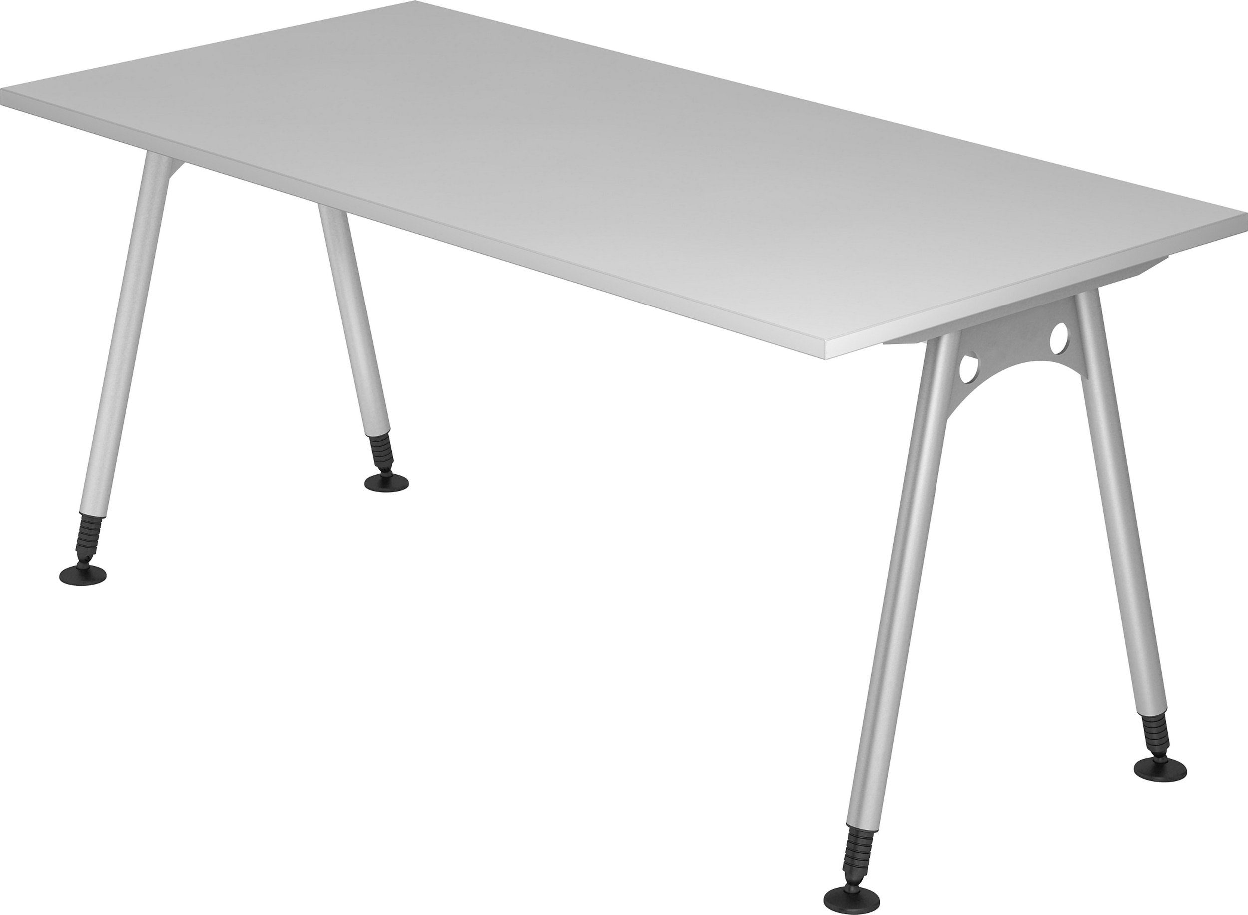 bümö Schreibtisch Schreibtisch Serie-A, Rechteck: 160 x 80 cm - Dekor: Grau