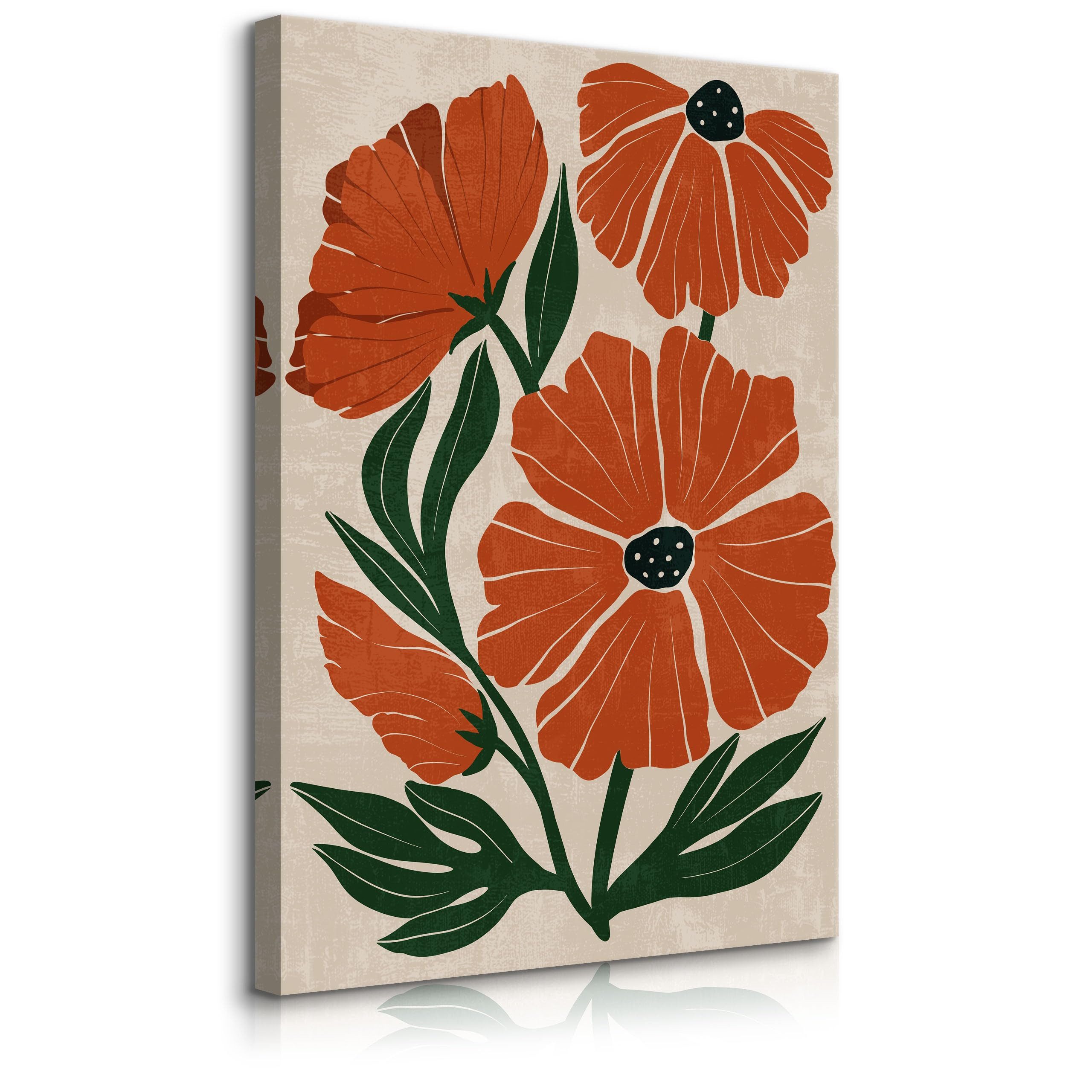 Muralo Leinwandbild Natur – Leinwandbild Wandbild Kunstdruck Wohnzimmer, Blumen (1 St), Orange Blumen – Blütenpracht, 20 x 30 cm, aufhängefertig