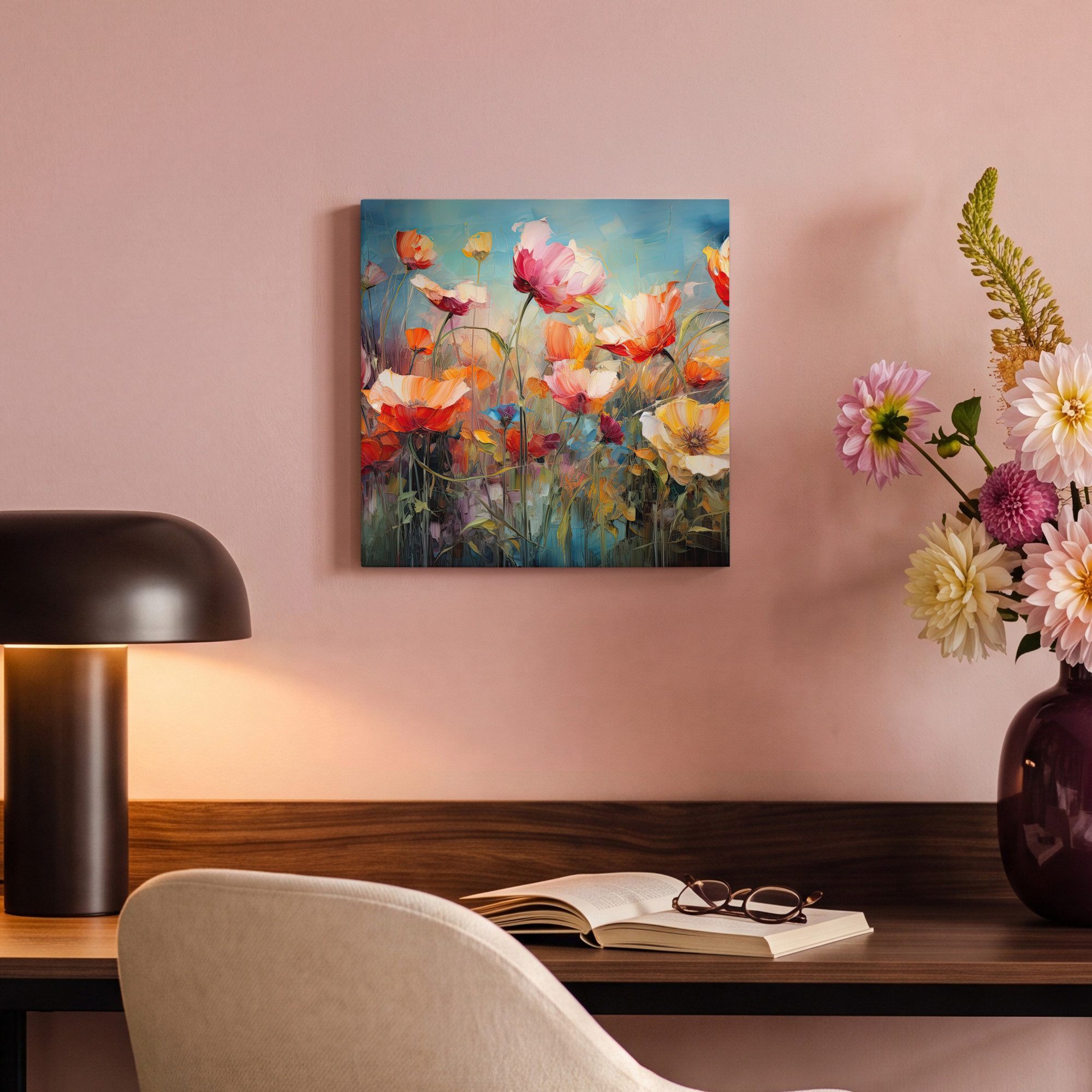OneMillionCanvasses® Leinwandbild Blumen - Aquarell - Kunst - Botanisch - Natur, Fotodruck (1 St), Leinwand Bilder Klein, Wand Dekoration Aesthetic 30x20 cm – Bild 4 von 5