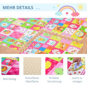 HOMCOM Spielmatte Puzzlematte, Kinder Puzzlematte Kinderteppich klappbar EVA Tiere Muster 61,5x61,5cm