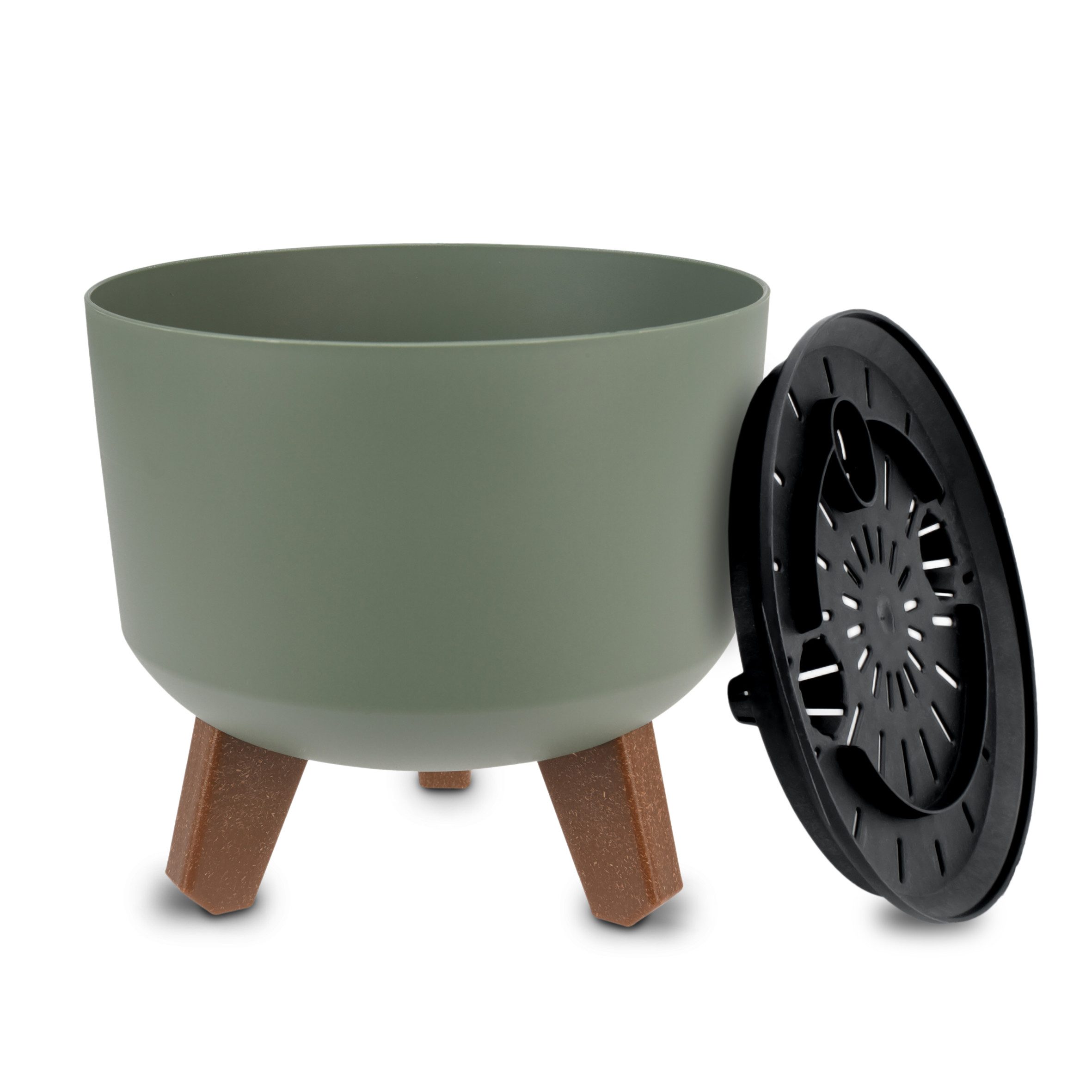 Spetebo Blumentopf auf Füßen (Artikel, 1 St., Pflanztopf in oliv), mit Wasserspeicher