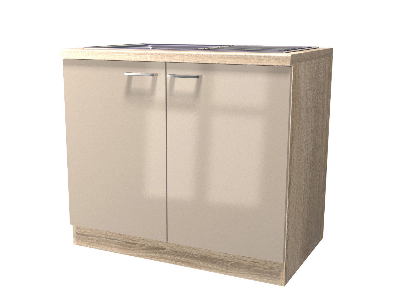 Flex-Well Spülenunterschrank Spülenunterschrank 100 cm m. AP & Spüle - Kaschmir Sonoma Eiche Neapel