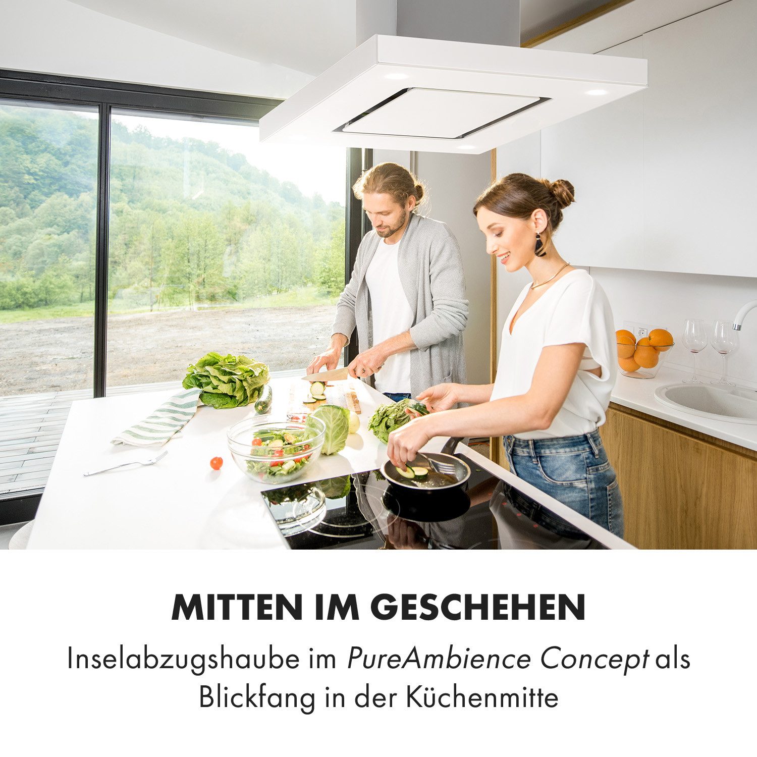 Klarstein Deckenhaube Valeria Valeria, Inselabzugshaube Dunstabzugshaube Umluft Abluft