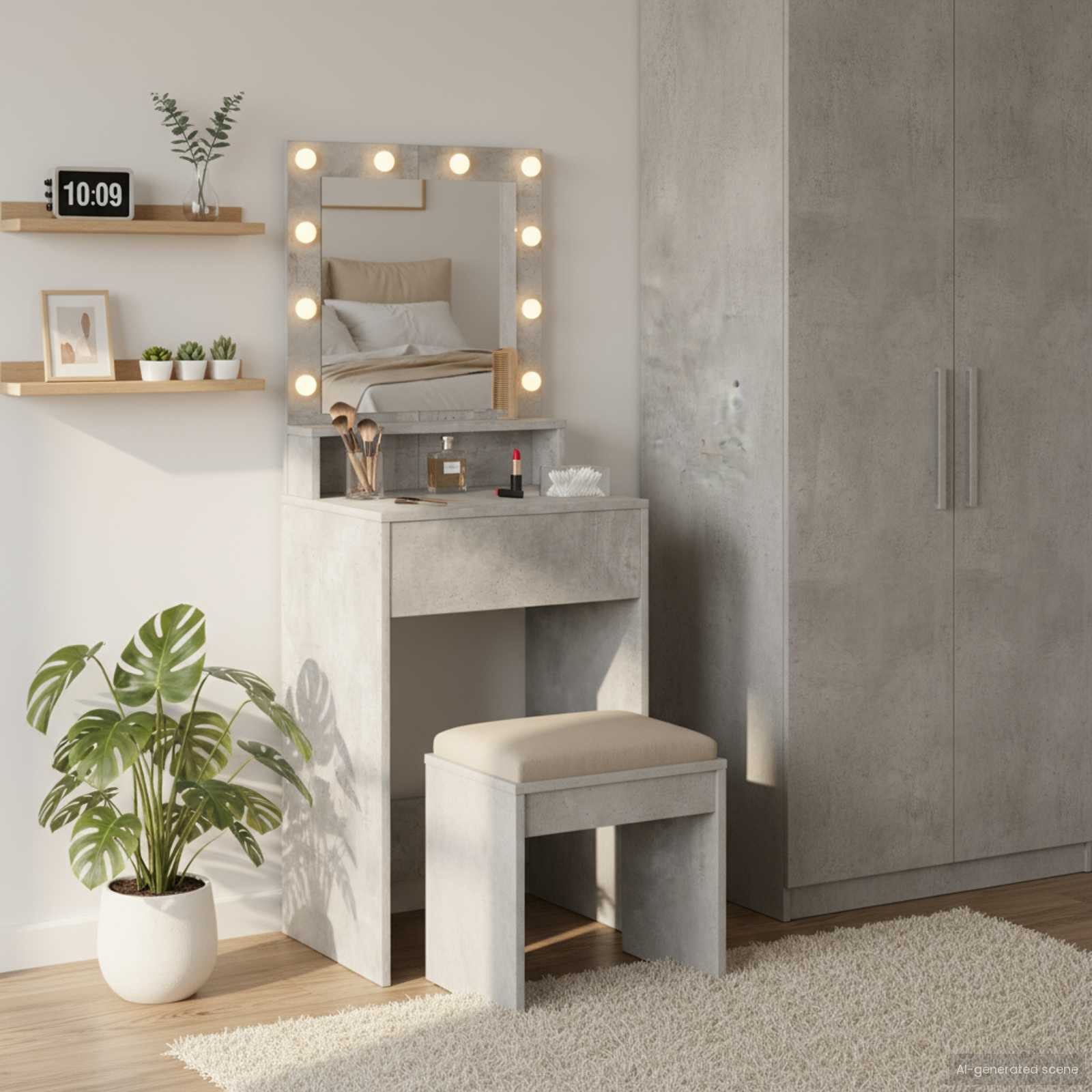 vidaXL Schminktisch Schminktisch Beton Grau 50 x 41 x 135 cm Holzwerkstoff (1-St)