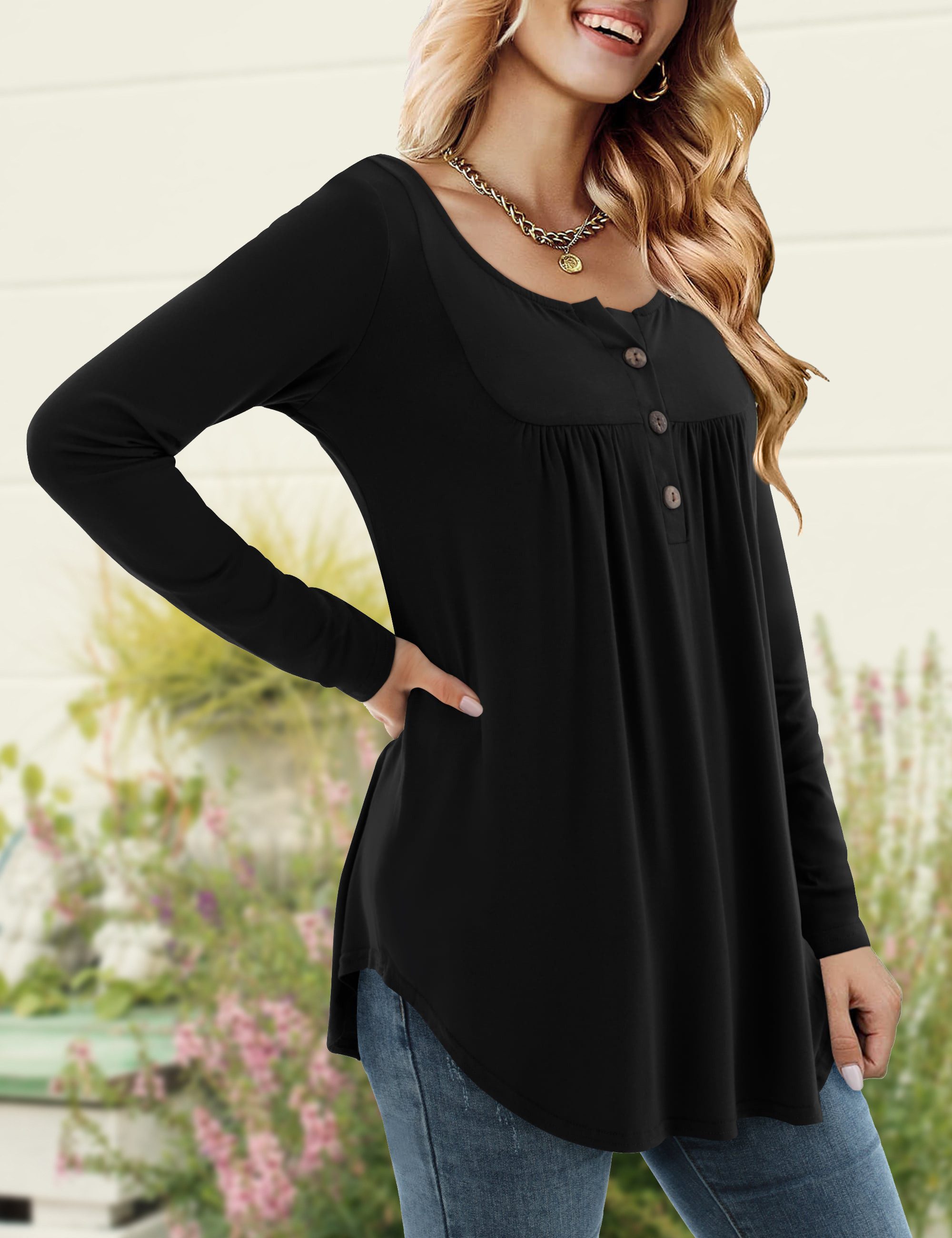 Beluring Langarmshirt Damen Bluse mit V-Ausschnitt günstig online kaufen