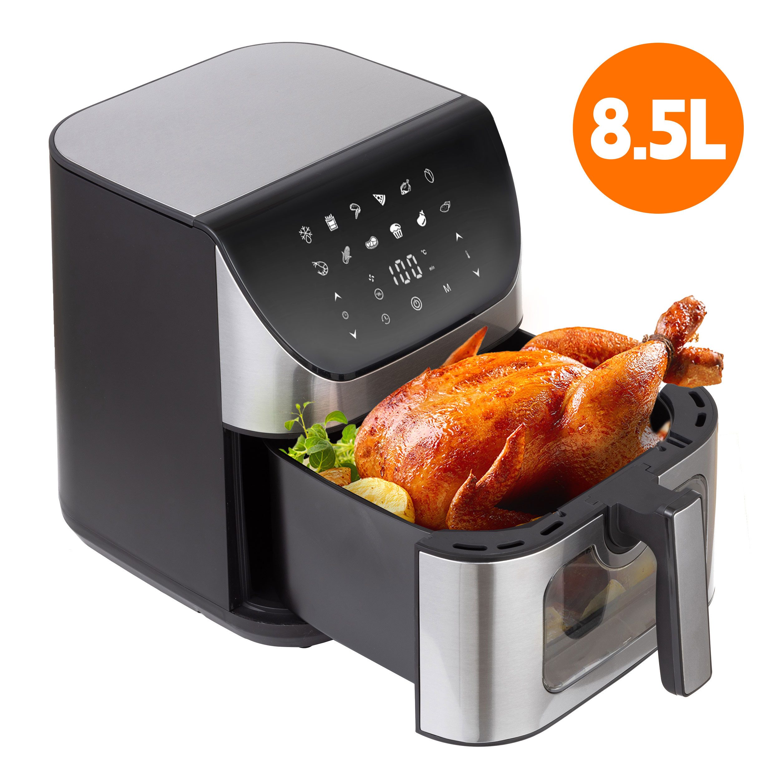 Sinaopus Heißluftfritteuse 8.5L Airfryer XXL,für Familie,12 Programmen, 1800,00 W, LED Display, Touchfeld, Thermoschutz