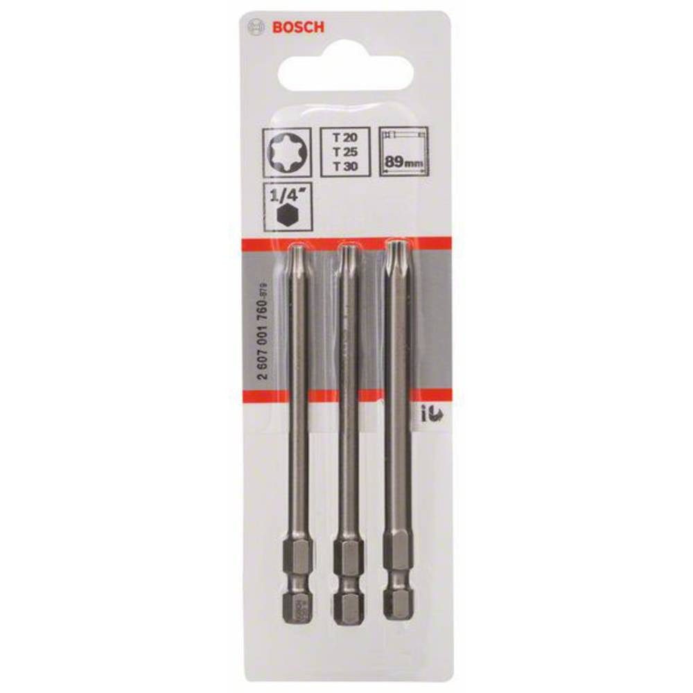 BOSCH Torx-Bit Schrauberbit-Set Extra-Hart, 3-teilig, T20, T25, T30, 89 mm 2607001760