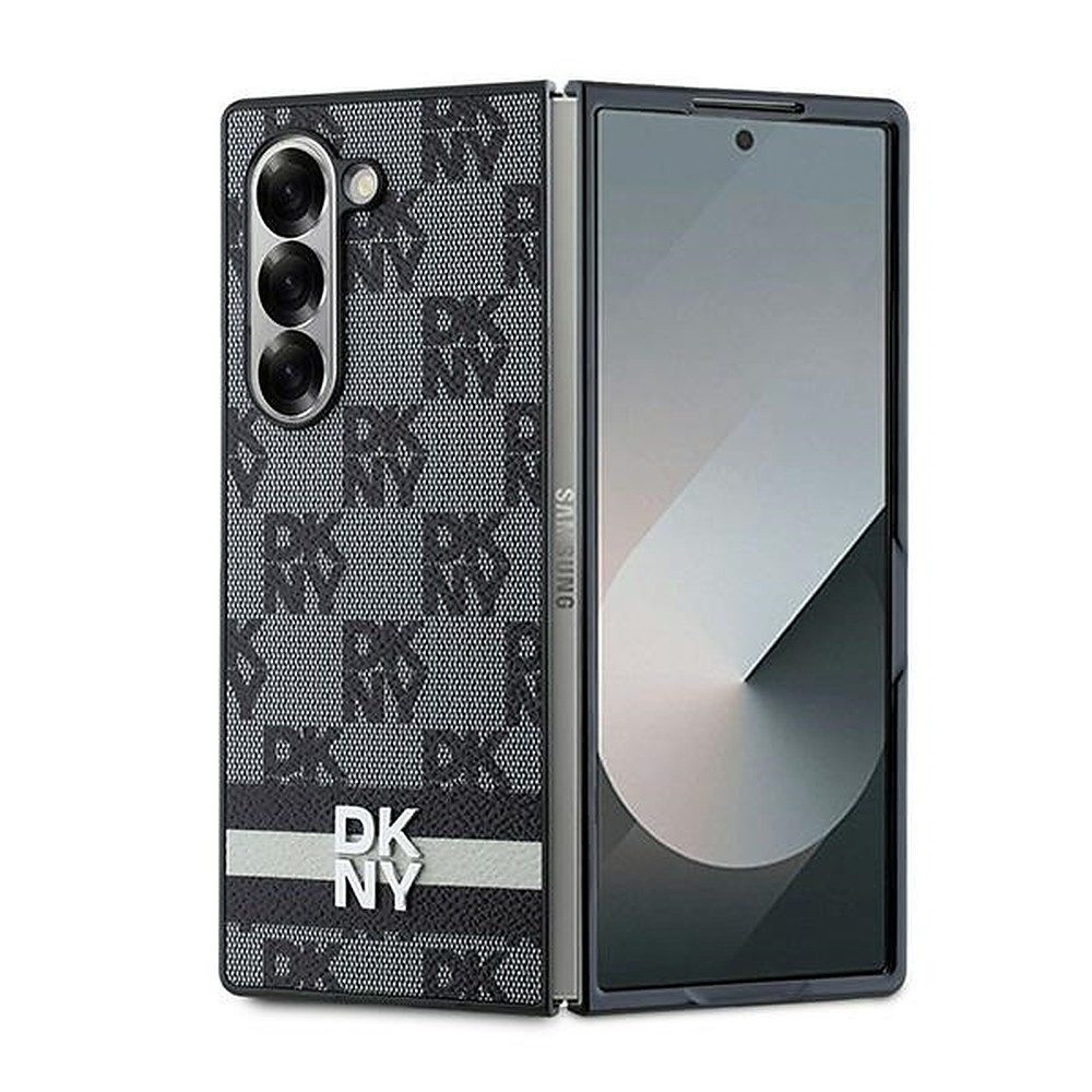 DKNY Handyhülle Flip Schutzhülle, Karomuster, Kameraausschnitt, Faltdesign
