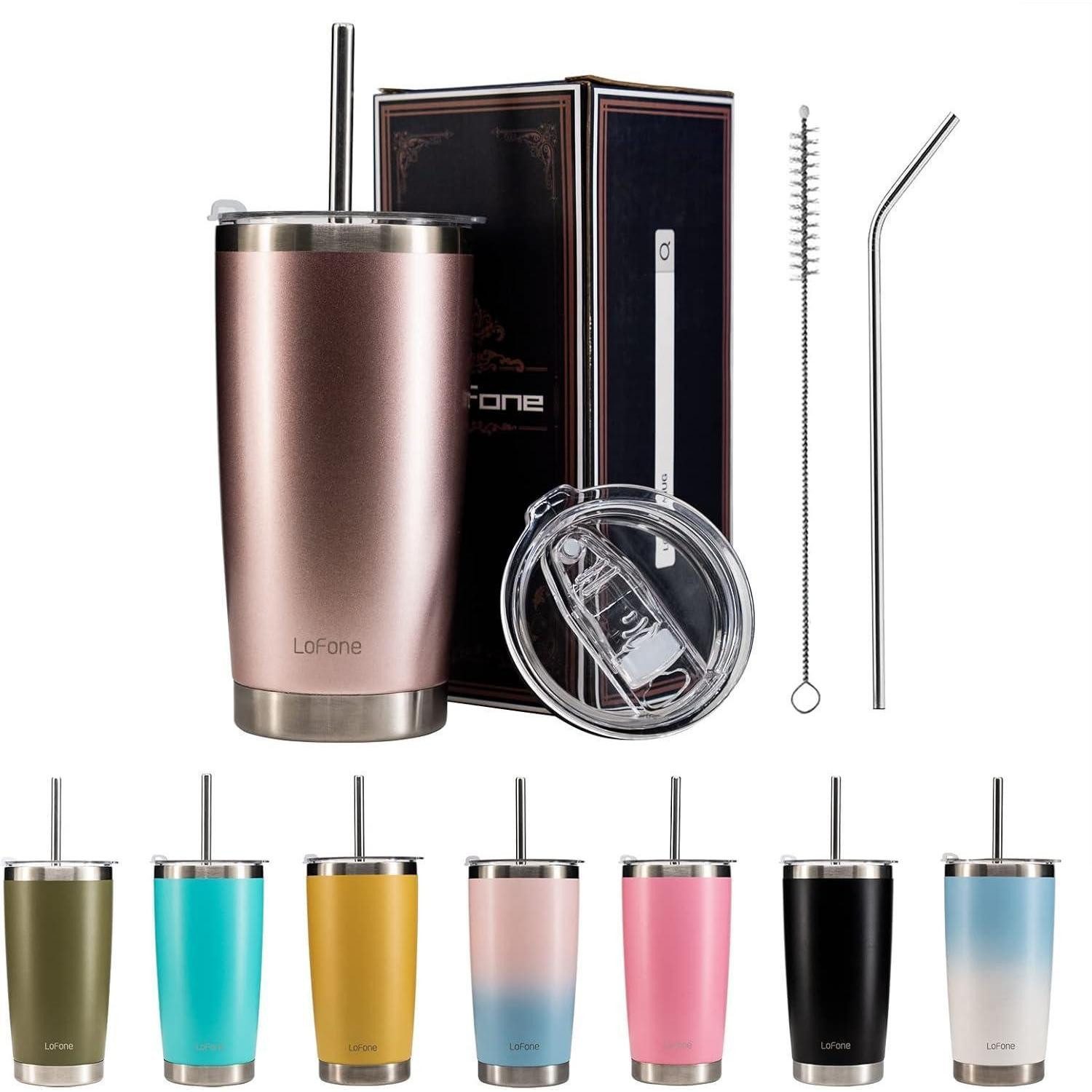 LuxusKollektion Thermobecher Thermobecher Edelstahl Strohhalm 550 ml Kaffeebecher Rose Gold 550 ml