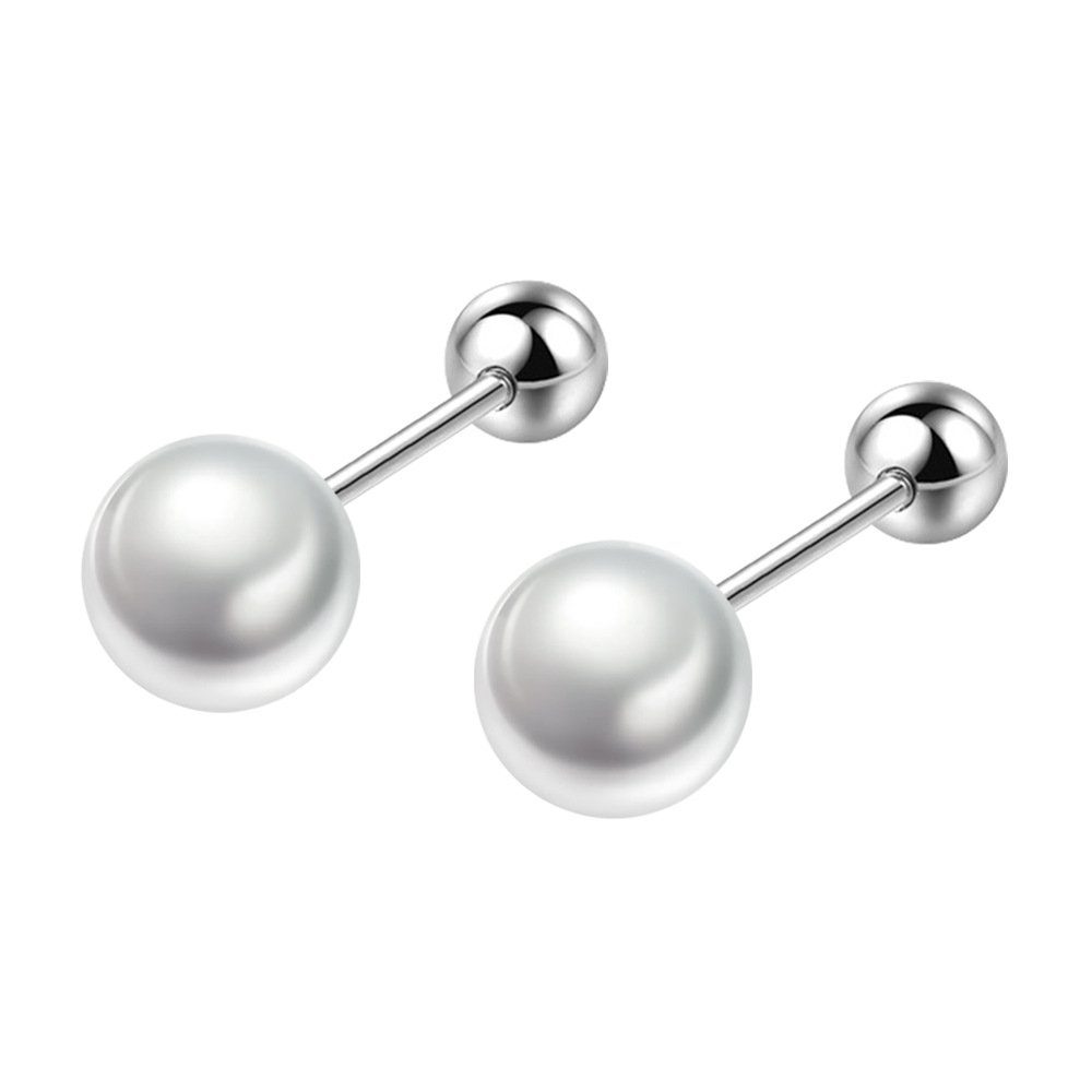 Invanter 8mm Damen Paar Spirale Perle Perle Schnalle Ohrhänger runde kleine Nagel Ohrknochen