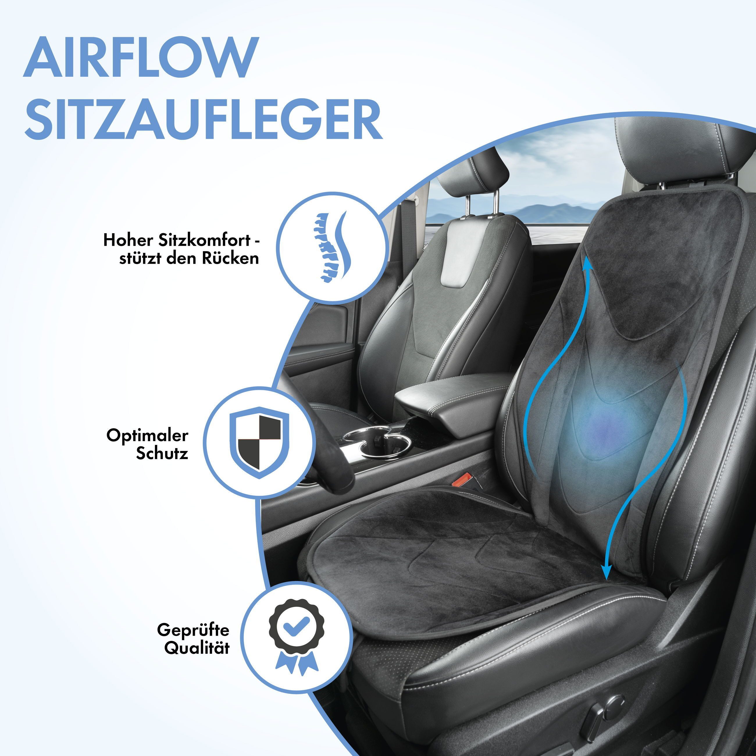 WALSER Autositzauflage Sitzaufleger Air Flow, 1 Stück, 1-tlg.