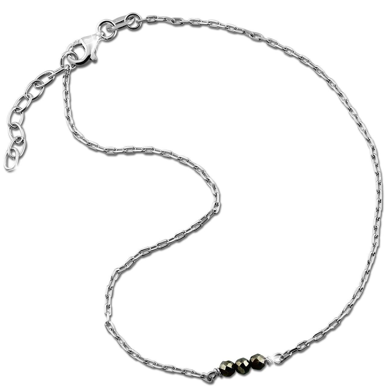 925 Sterling Perlen Fußkette Damen Fußkette Fußkette Damen SilberDream SilberDream mit Farbe: grau, grau, Anhänger silber Silber, aus Perlen