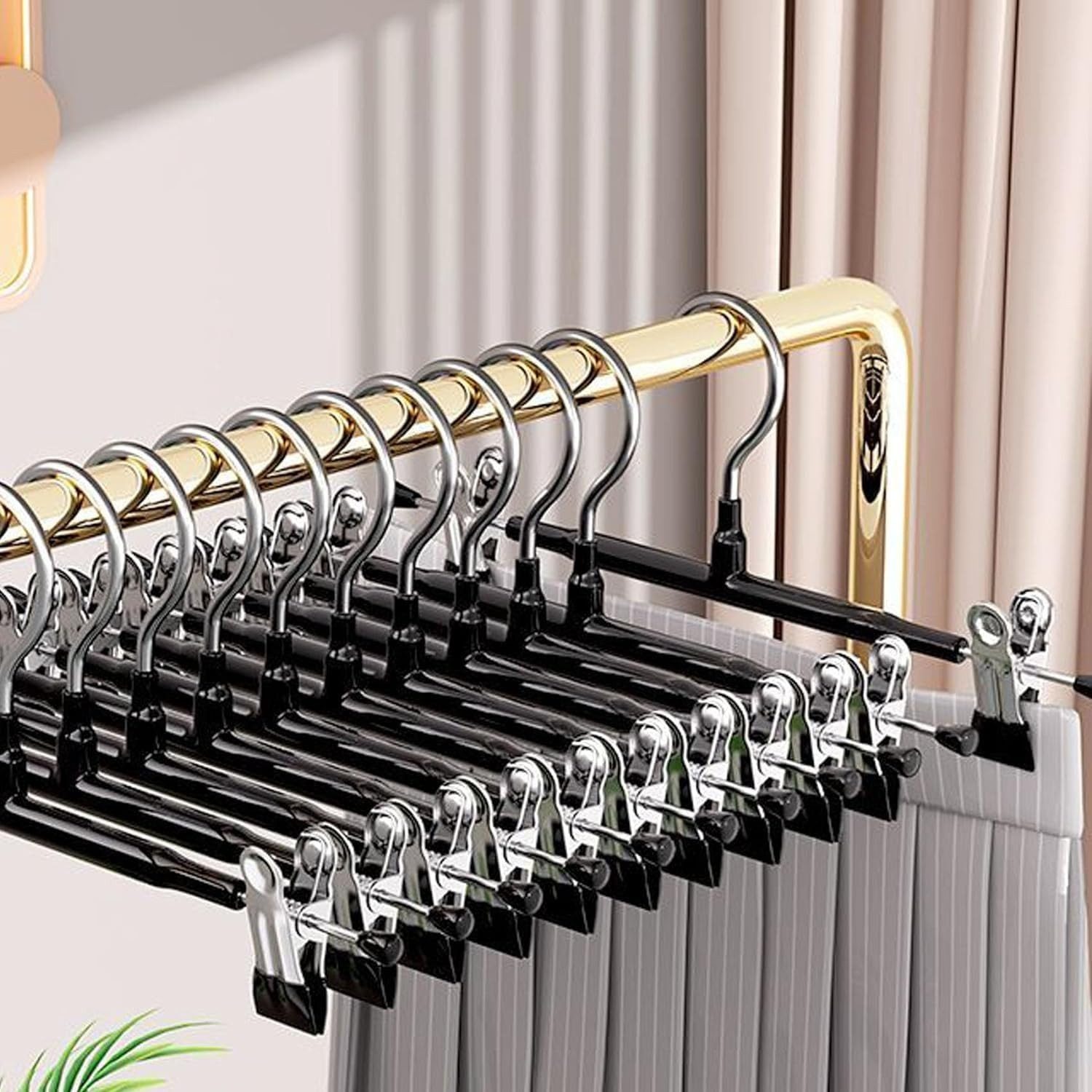 POPOLIC Kleiderbügel Hosenbügel aus Metall, 10 Stück Kleiderbügel Klammerbü günstig online kaufen