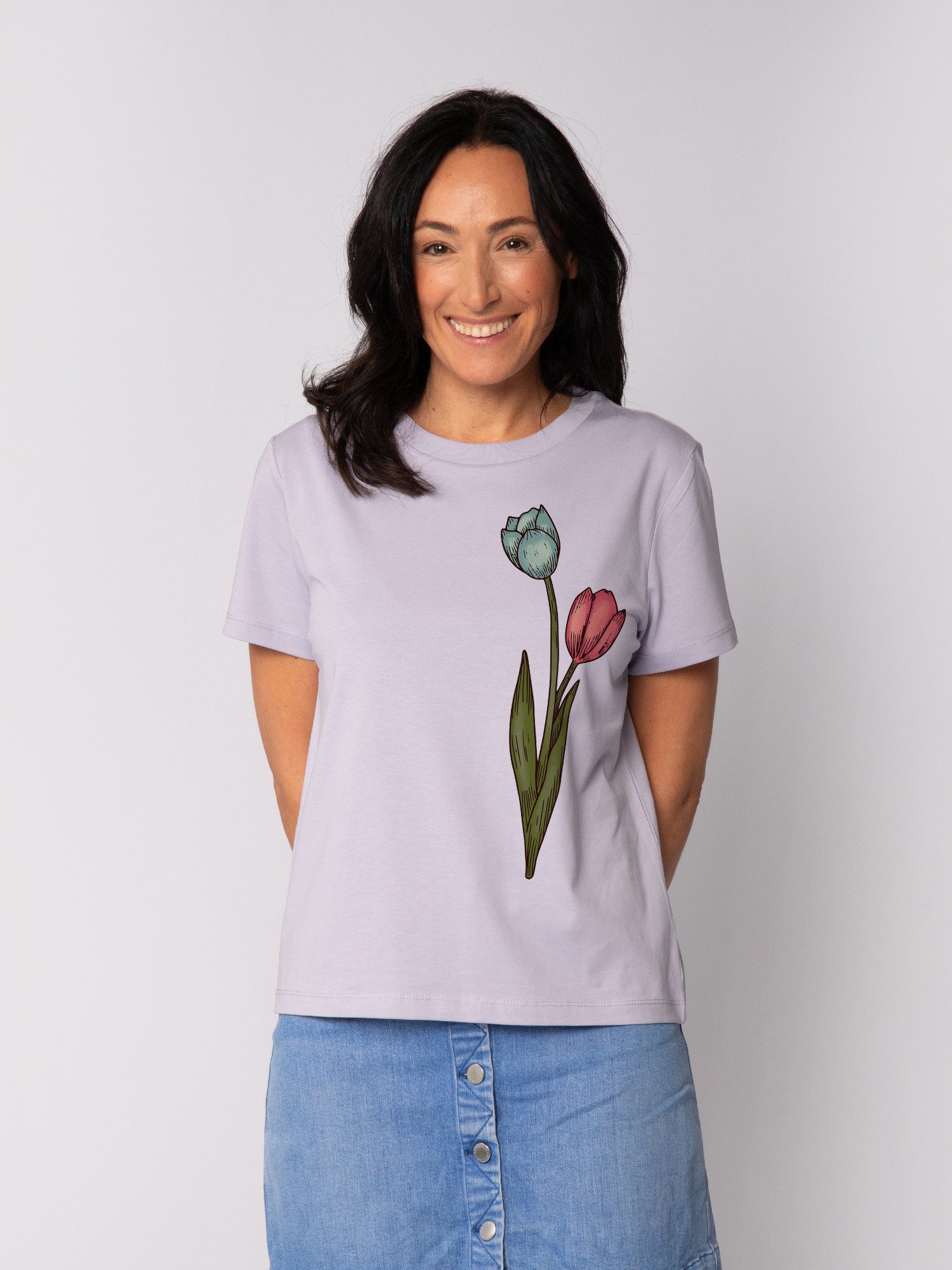 T-Shirt Blume in Wasserfarbe 05
