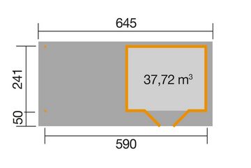 weka Gartenhaus 126 B Gr.1, schwedenrot, 28 mm, DT, Anbau ca. 300 cm, BxT: 645x316 cm