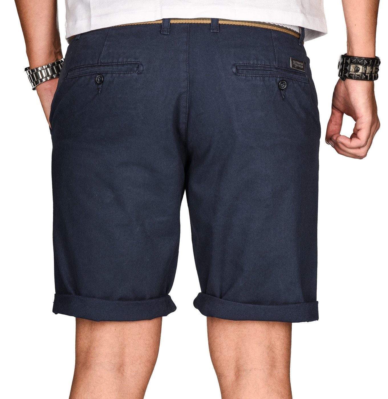 Alessandro Salvarini Shorts Herren mit Gürtel – Baumwoll Shorts Regular Fit Bequeme Sommer Shorts mit Taschen und hohem Komfort – Bild 4 von 4