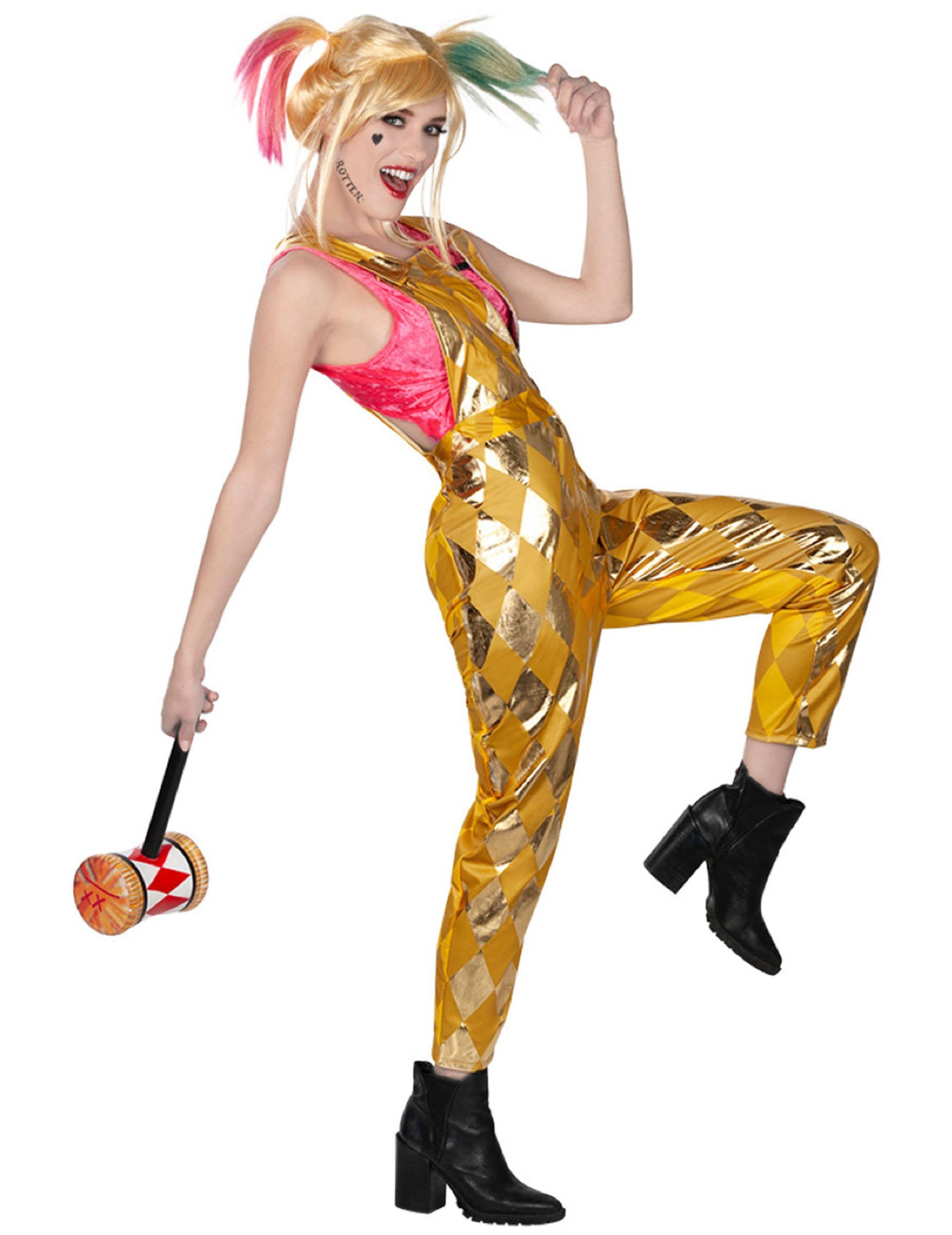 Rubie´s Kostüm Harley Quinn-Latzhose für Damen Birds of Prey Halloweenkostüm gold