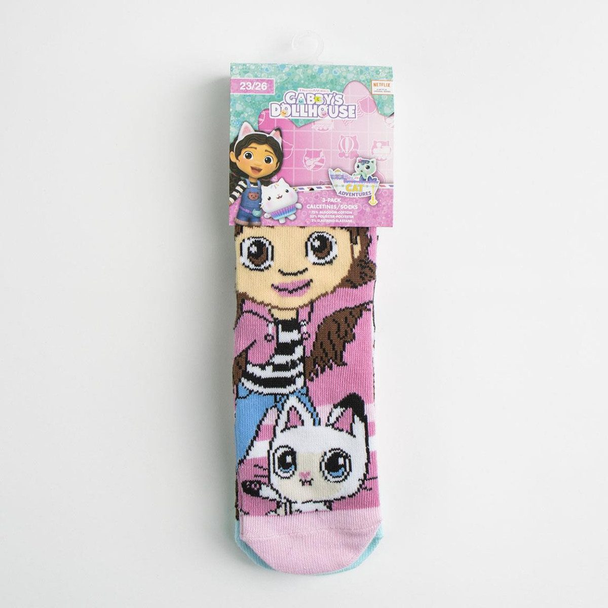 Cerda Socken Gabby’s Dollhouse Socken Kinder 3er Pack Baumwoll-Mix bequem – Bild 4 von 5