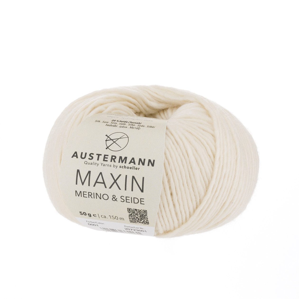Austermann Maxin Merino & Seide Häkelwolle, 150 m, weicher luxeriöser Griff