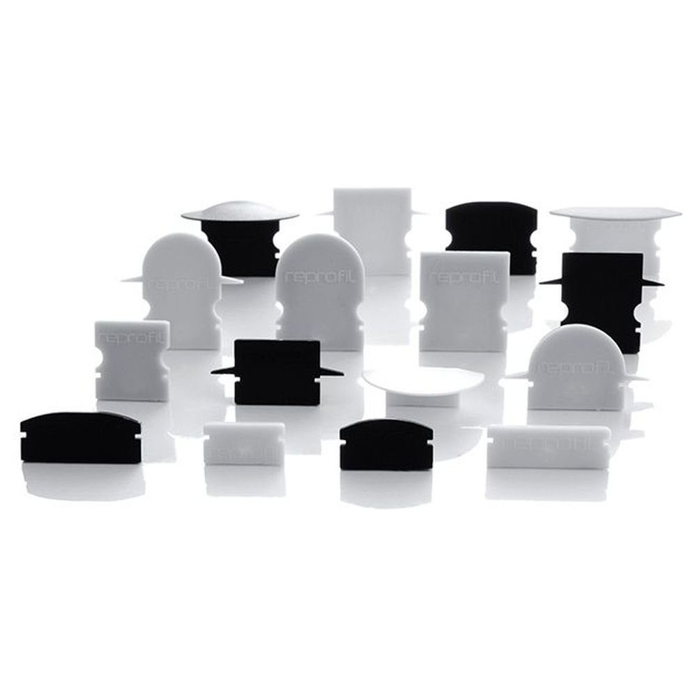 schwarz, LED 25mm, Weiß 1-flammig, F-ET-01-10, Streifen Abdeckung:, Deko-Light 2er-Set, LED-Stripe-Profil Endkappe click-licht Profilelemente für