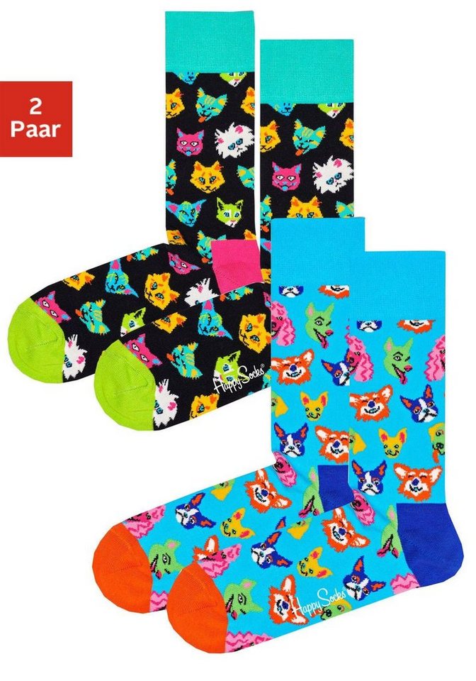 Happy Socks Socken »Dogs & Cats« mit knalligen Hunde und Katzenmotiven