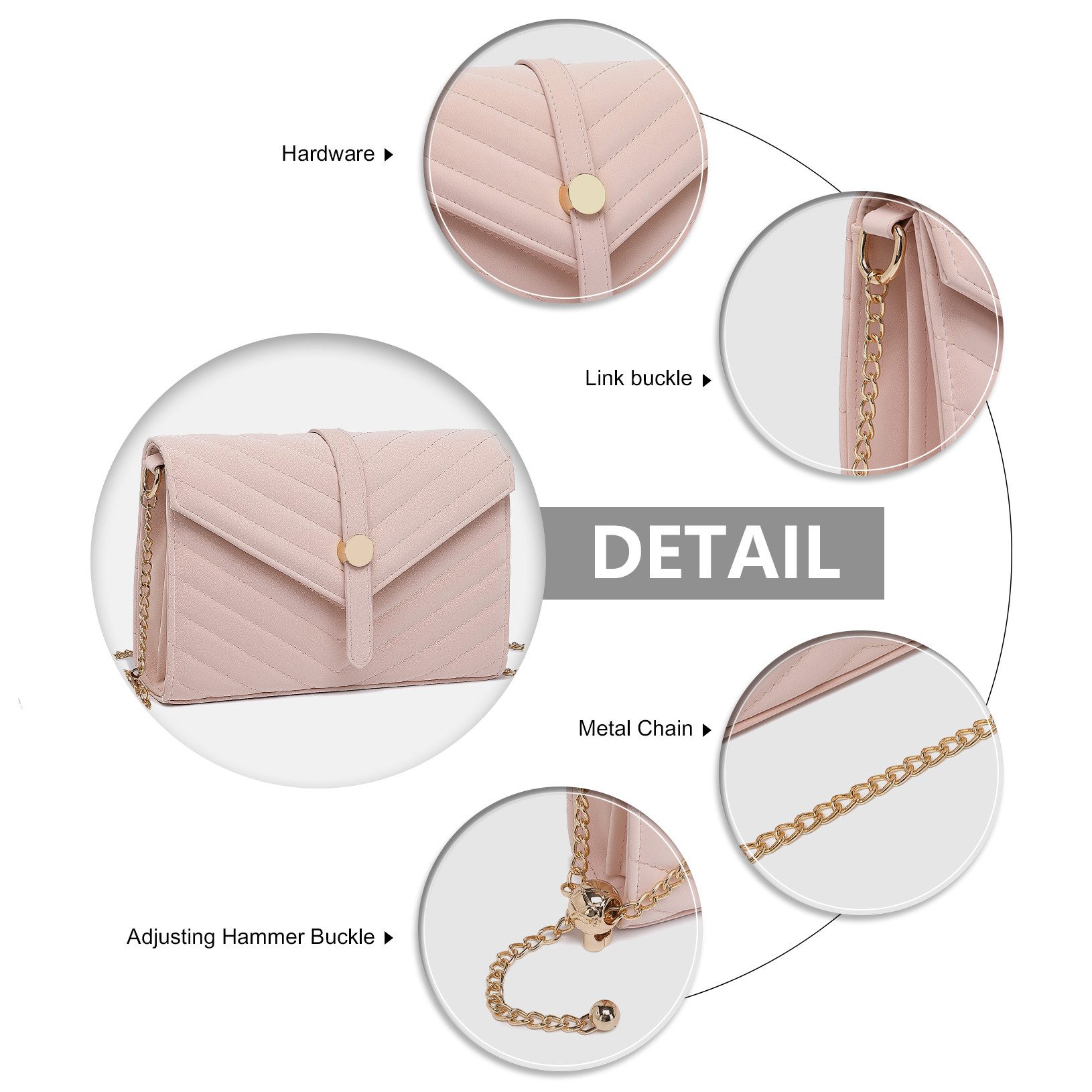 Miss Lulu Clutch Damen-Clutch – Elegante Abendtasche mit Kette